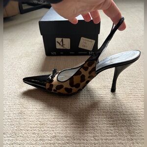 Vintage Dolce & Gabbana Leopard Pointed Toe Slingbacks